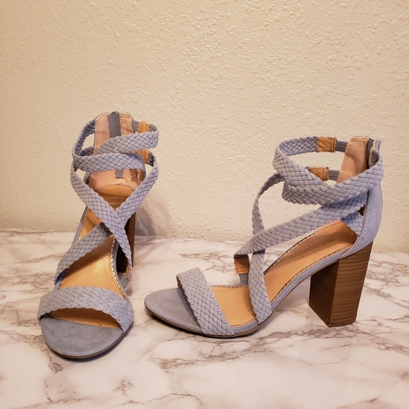 LC Lauren Conrad Blue Aventurine Sandal Heels - Picture 8 of 13